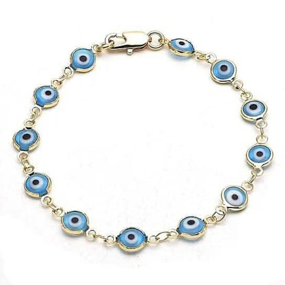 8" Gold Filled Evil Eye Light Blue Bracelet