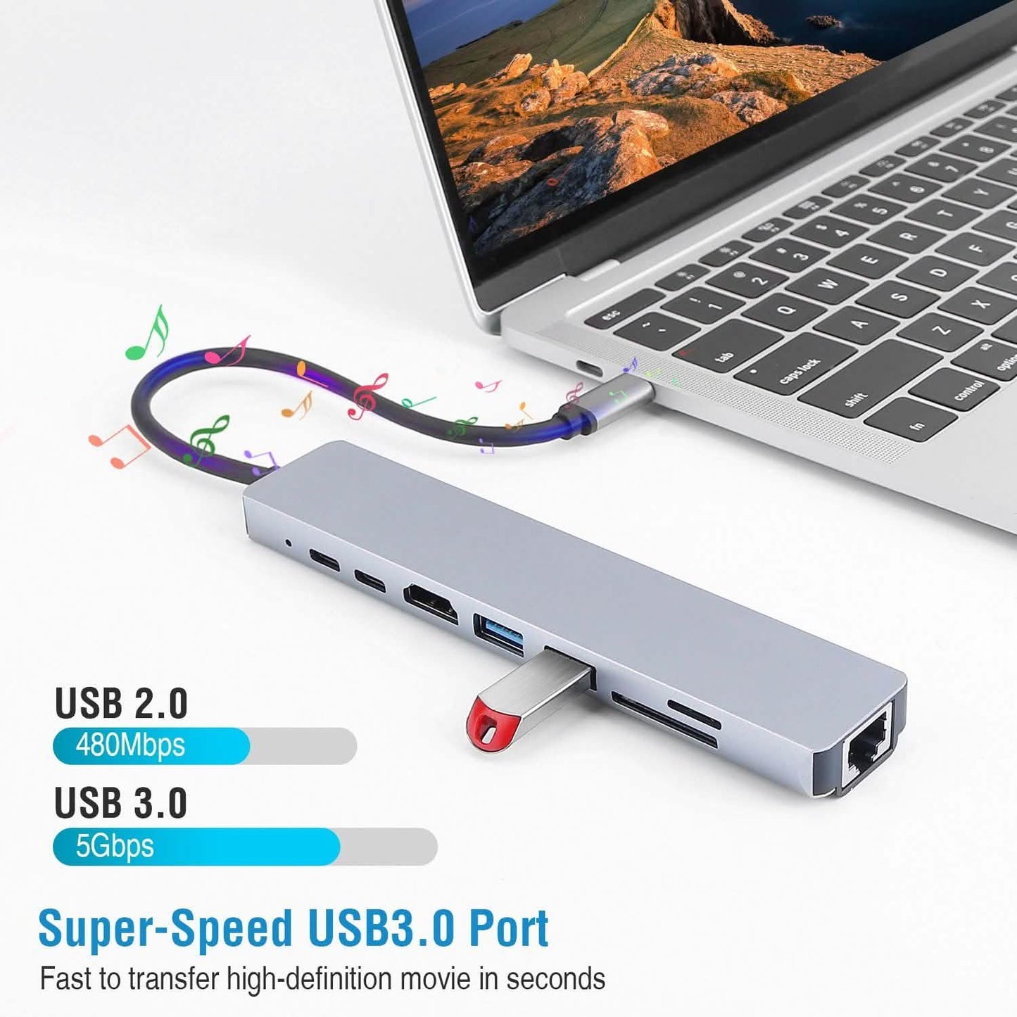 8-in-1 USB Hub Adapter with Ethernet