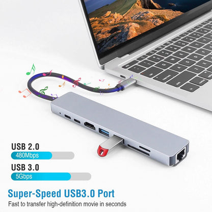 8-in-1 USB Hub Adapter with Ethernet