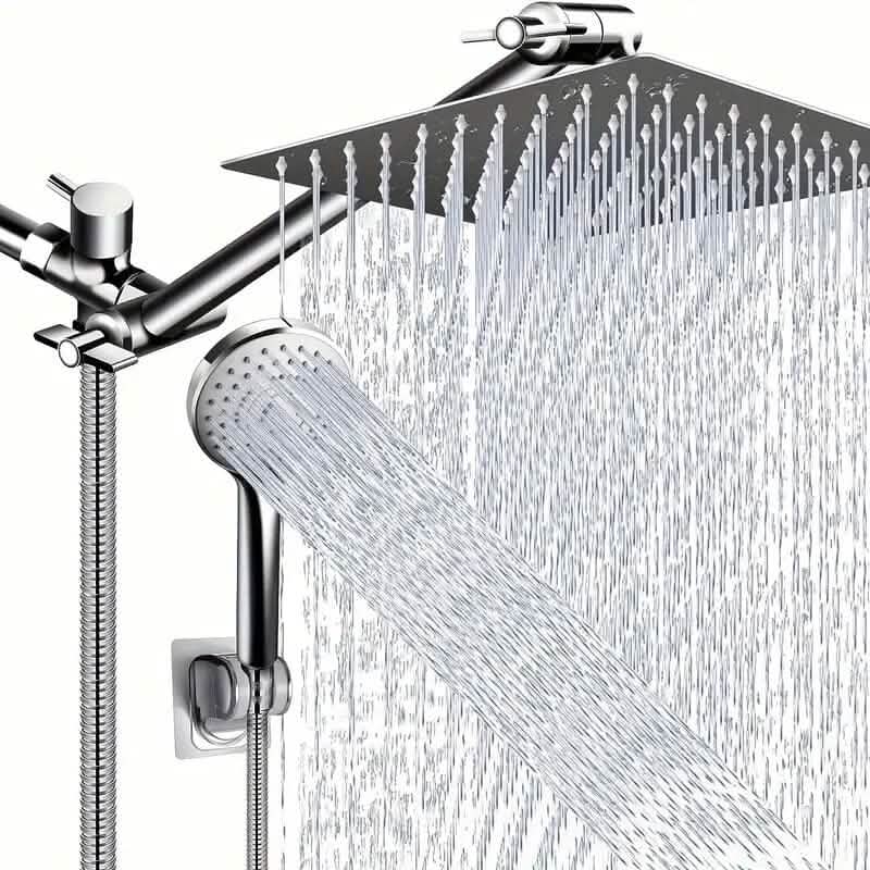 8-Inch High Pressure Showerhead with 11-Inch Adjustable Extension Arm