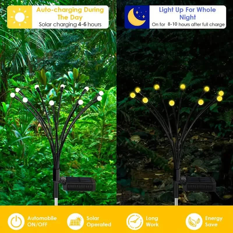 8 LED Solar Firefly Hanging Solar Lights
