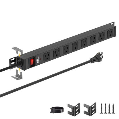 CRST 8-Outlet Mountable Metal Power Strip | 4-Way Bracket Mount, 2100J
