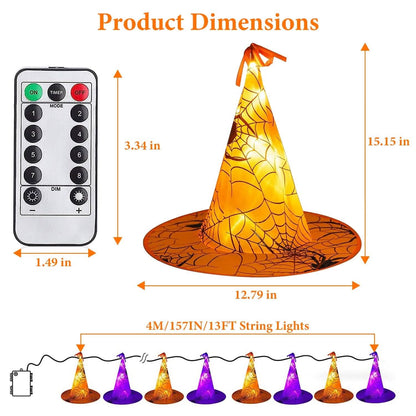 8-Pack: 13ft Witch Hat Hanging String LED Light