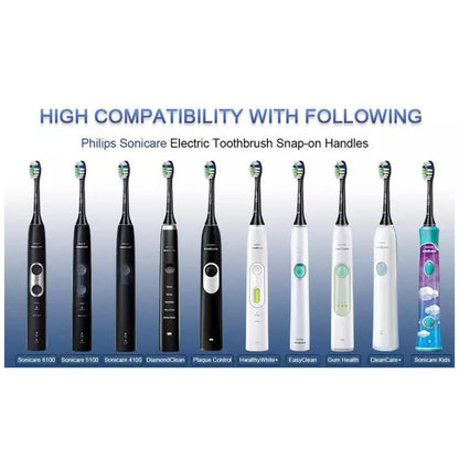 8-Pack: Black Replacement Electric Toothbrush Heads for Philips Sonicare