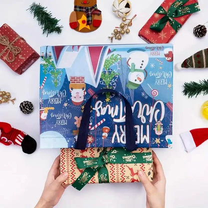 8-Pack: Large Christmas Gift Bags with Handles - Reusable Non-Woven Tote Bags