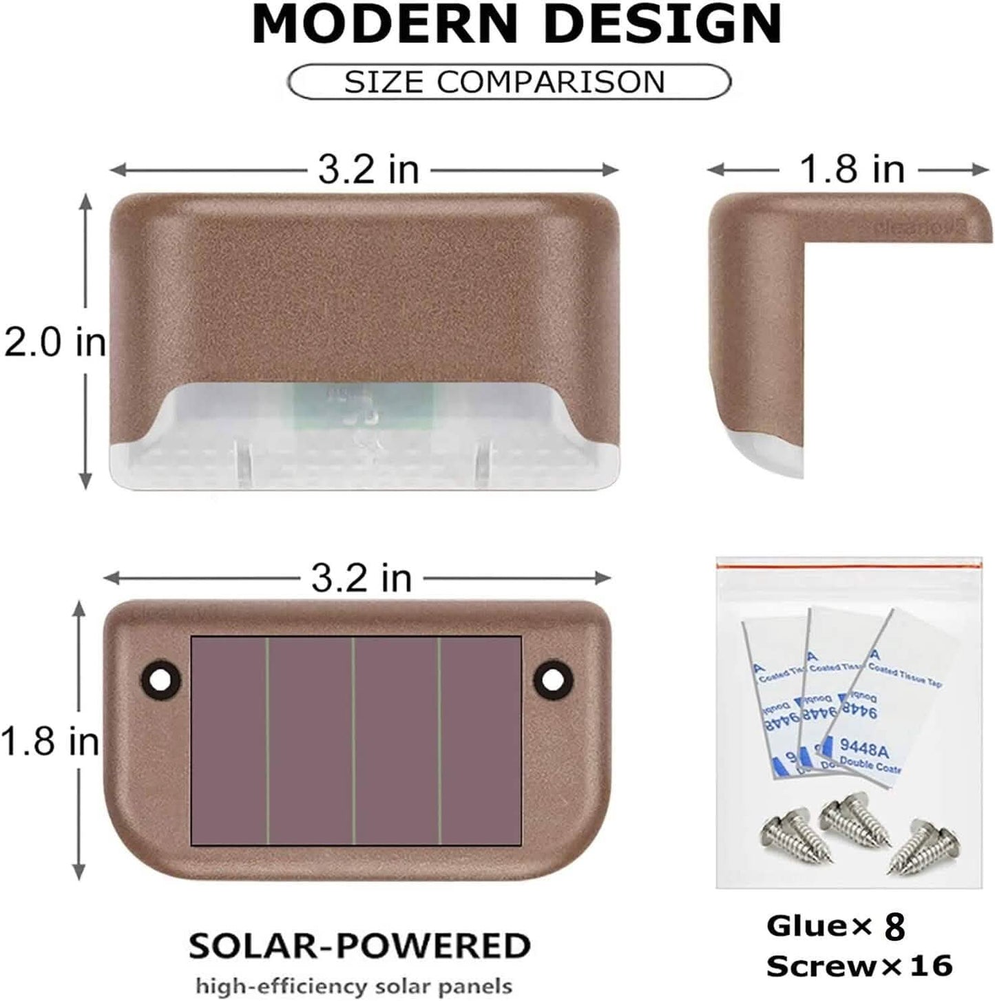 8-Pack: Solar LED Deck & Step Lights