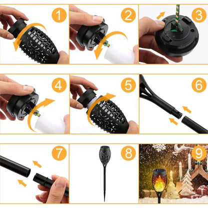 8-Pack: Solar Torch Light with Flickering Flame