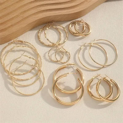 8-Pairs: Alloy Hoop Earrings Set