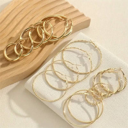 8-Pairs: Alloy Hoop Earrings Set