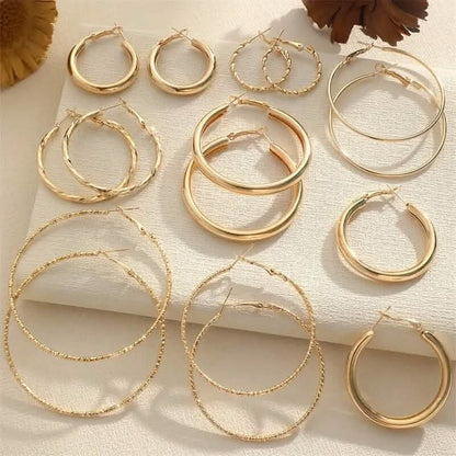 8-Pairs: Alloy Hoop Earrings Set
