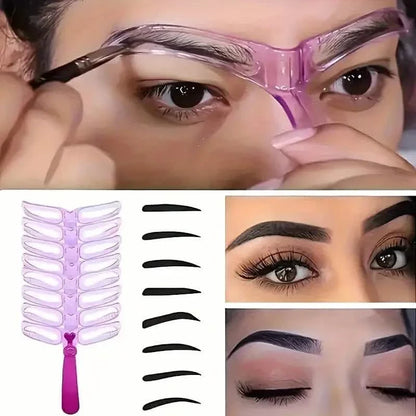 8-Piece: Eyebrow Shaping Stencils Kit - Makeup Tool for Perfect Brows