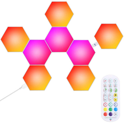 8-Piece: Hexagon Light Panels RGBW Colorful Splicing Wall Lamps