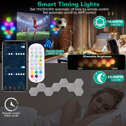 8-Piece: Hexagon Light Panels RGBW Colorful Splicing Wall Lamps