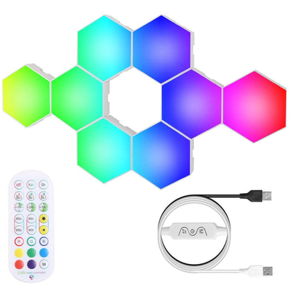8-Piece: Hexagon Light Panels RGBW Colorful Splicing Wall Lamps