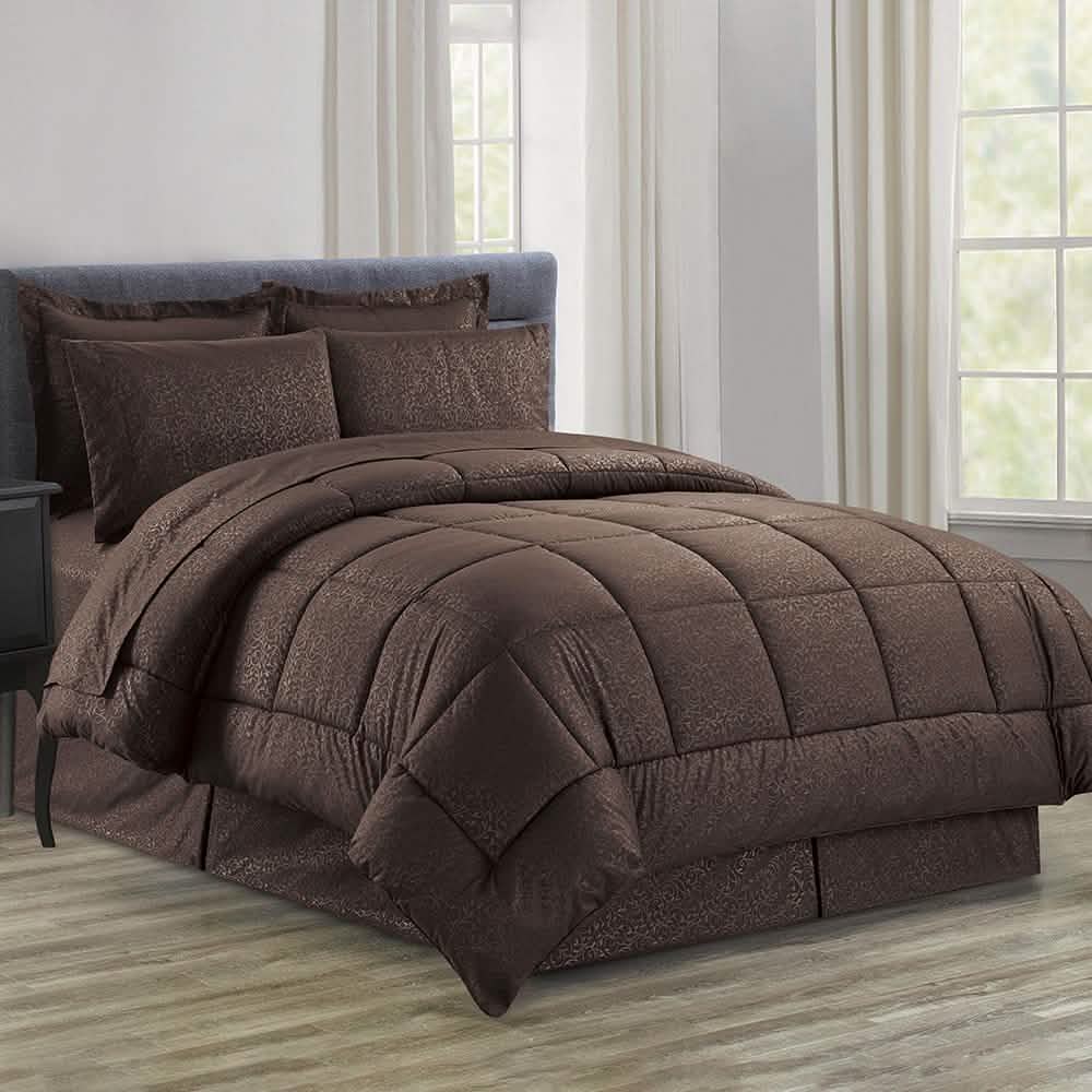 8-Piece: Plazatex Vine Microfiber Comforter Bed in A Bag Set
