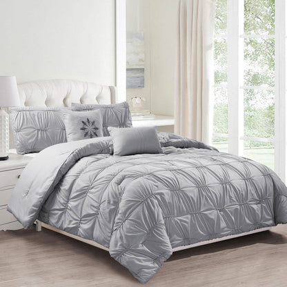 8-Piece Set: Solid Ruching Pintucked Oversized Comforter Set