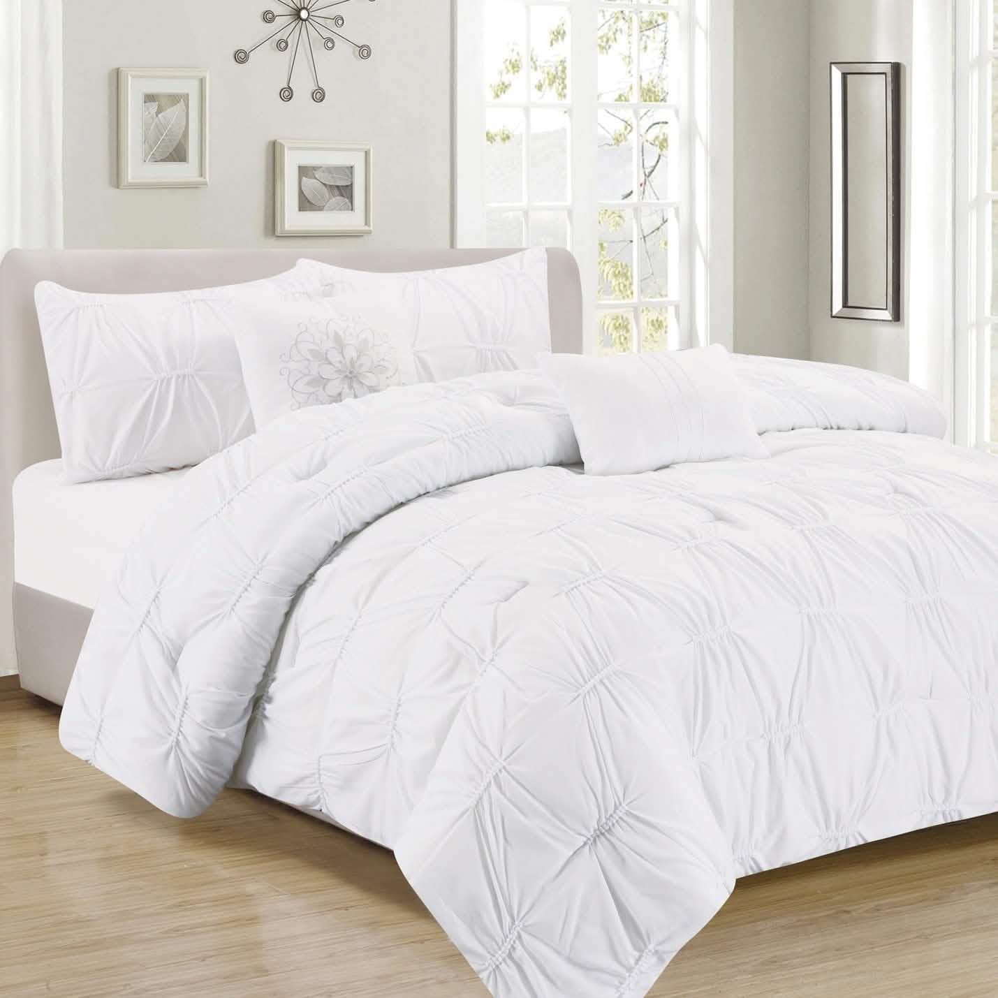 8-Piece Set: Solid Ruching Pintucked Oversized Comforter Set