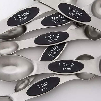 8-Piece: Stainless Steel Magnetic Measuring Spoons Set