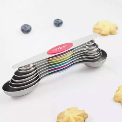 8-Piece: Stainless Steel Magnetic Measuring Spoons Set