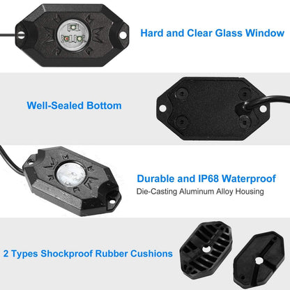 8-Pieces: Auto RGB LED Rock Light Kit