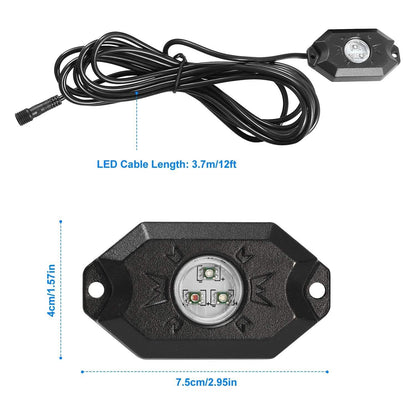 8-Pieces: Auto RGB LED Rock Light Kit