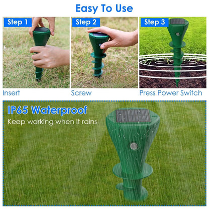 8-Pieces: Solar Powered Repellent Waterproof Solar Vibration Stake