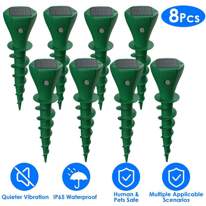 8-Pieces: Solar Powered Repellent Waterproof Solar Vibration Stake