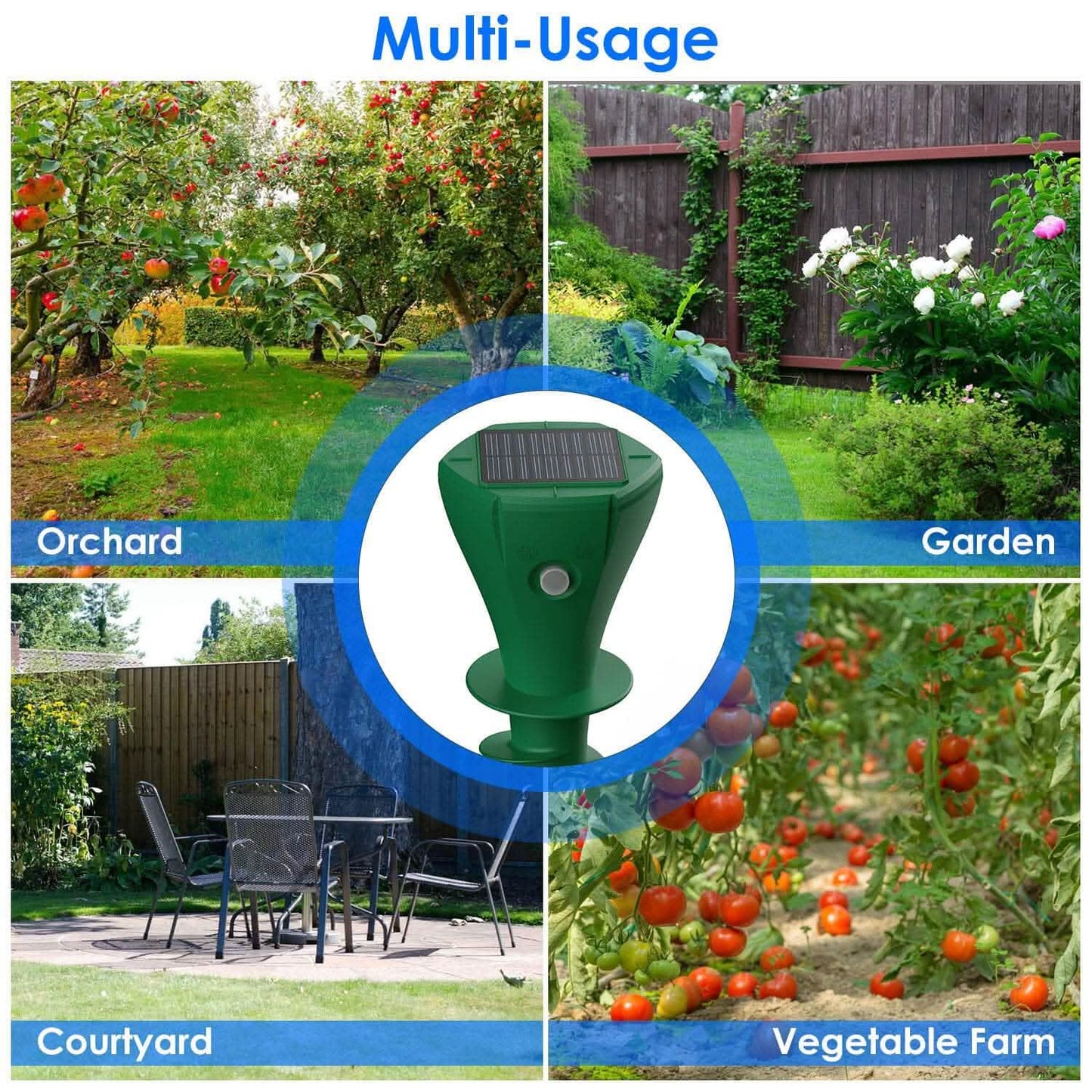 8-Pieces: Solar Powered Repellent Waterproof Solar Vibration Stake