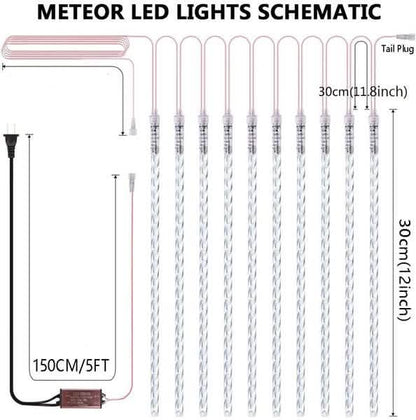 8-Pieces: Waterproof LED Meteor Shower Rain Lights