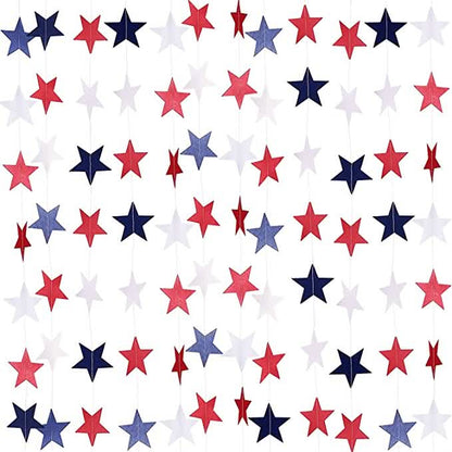 8 Strands Patriotic Star Streamers Banner Garland