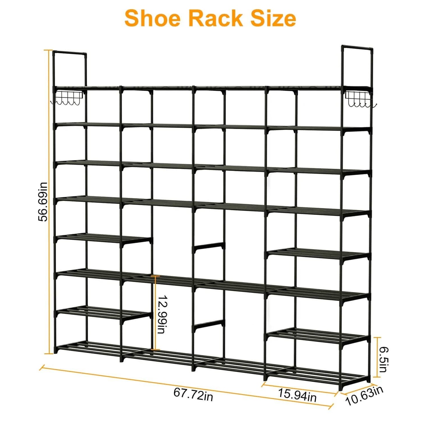 8-Tier Shoe Rack Metal Shoe Storage Shelf