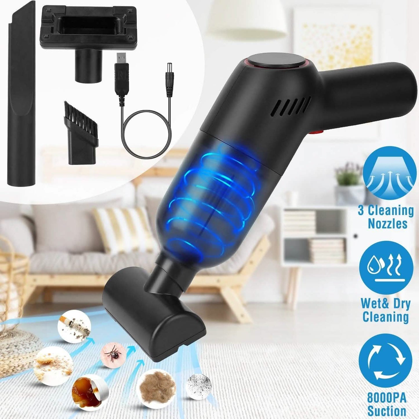 8000Pa Portable Handheld Vacuum Cleaner