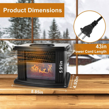 800W Artificial Flame Stove Electric Fireplace Heater