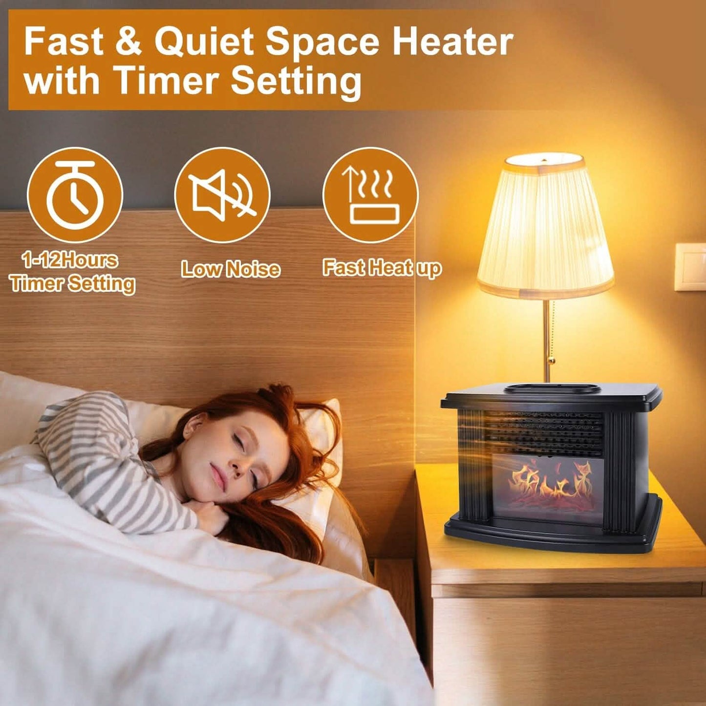 800W Artificial Flame Stove Electric Fireplace Heater