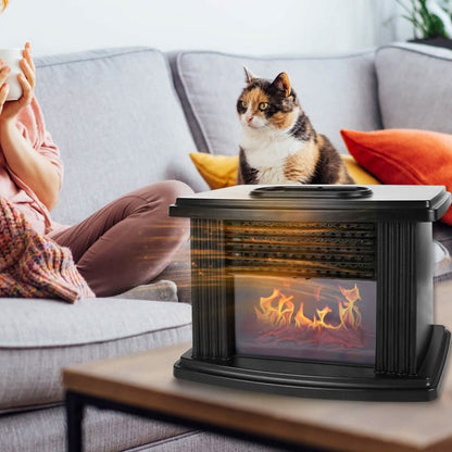 800W Artificial Flame Stove Electric Fireplace Heater