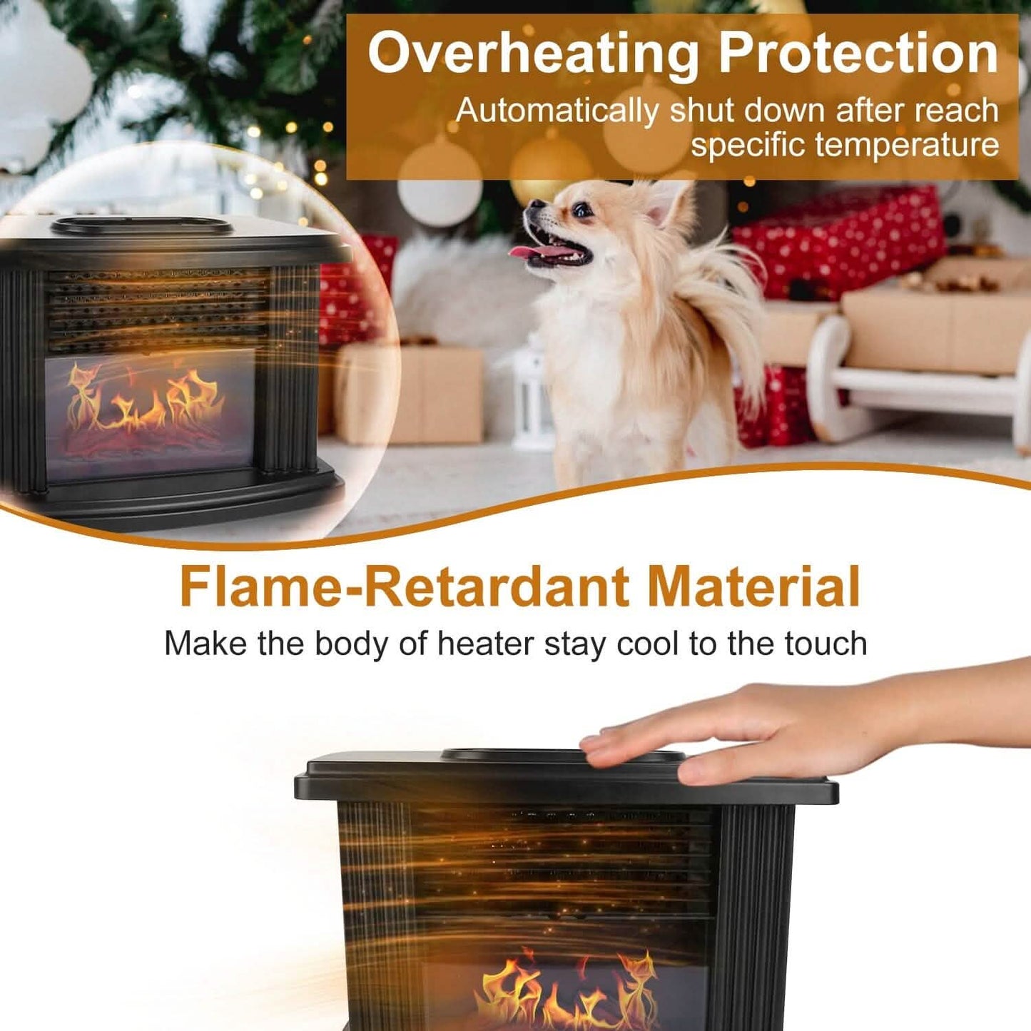 800W Artificial Flame Stove Electric Fireplace Heater