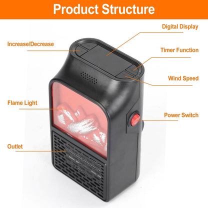 800w Plug-In Space Heater Wall Outlet with 360° Rotatable Plug