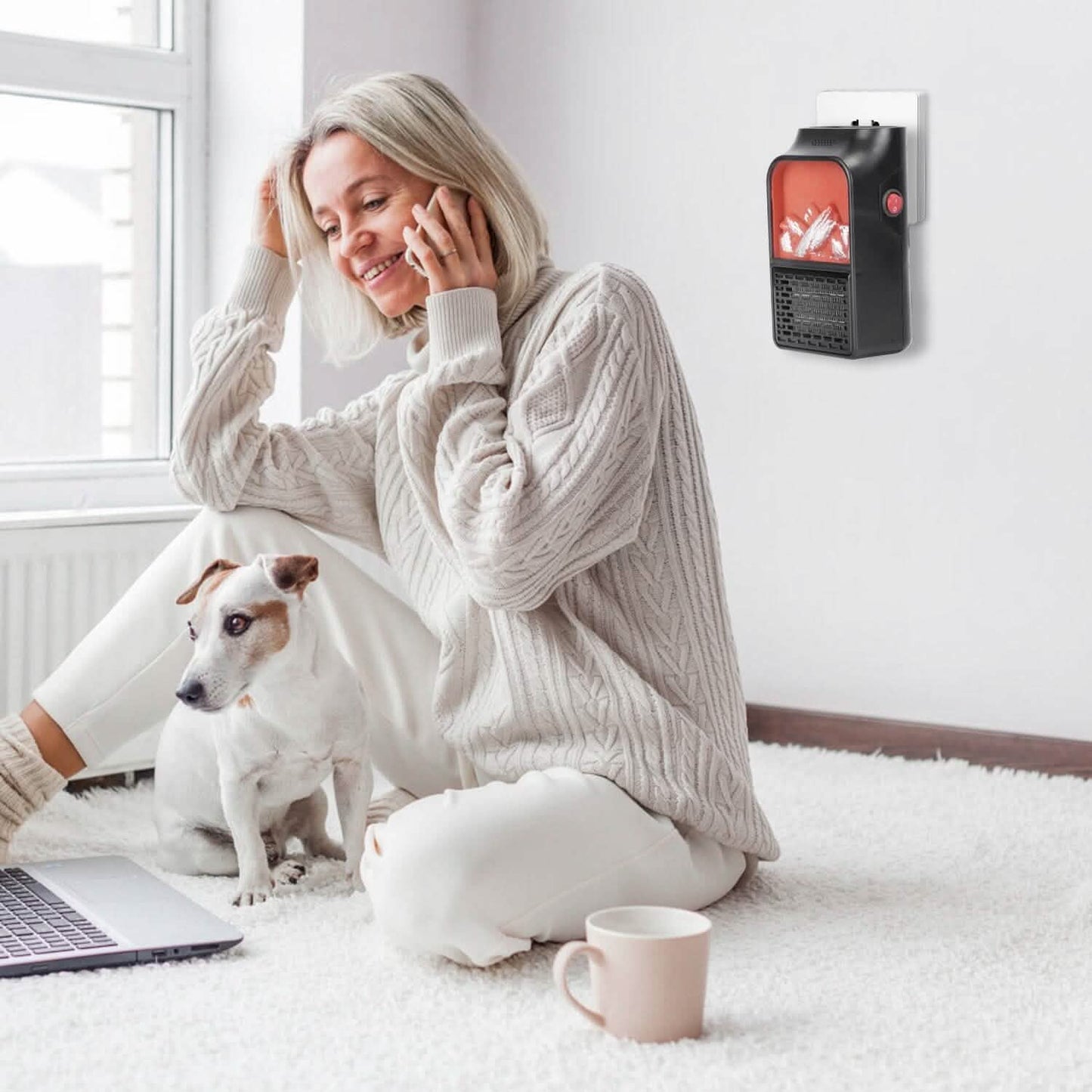 800w Plug-In Space Heater Wall Outlet with 360° Rotatable Plug
