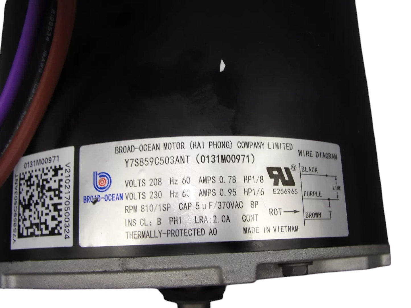 Zhongshan Broad-Ocean Y7S859C503NT / 0131M00753 Condenser Fan Motor 1/6HP 810rpm (REFURBED)