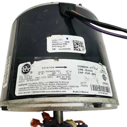 Goodman 0131M00847 / US Motors K55HXKEA-2430 1/4 HP 1075 rpm 1 spd Blower Motor 208 - 230 V