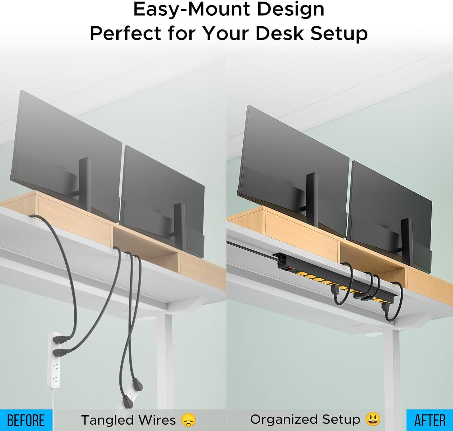 CRST 8-Outlet Mountable Metal Power Strip | 4-Way Bracket Mount, 2100J