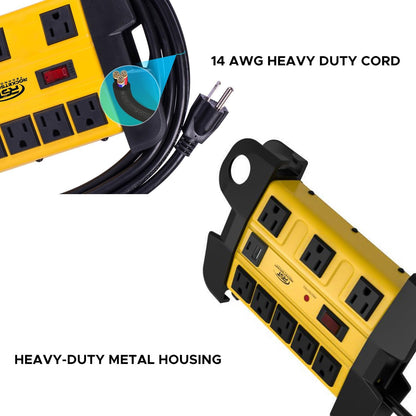CRST 8-Outlet Heavy Duty Metal Power Strip | USB-C, 1350J Surge, ETL Listed
