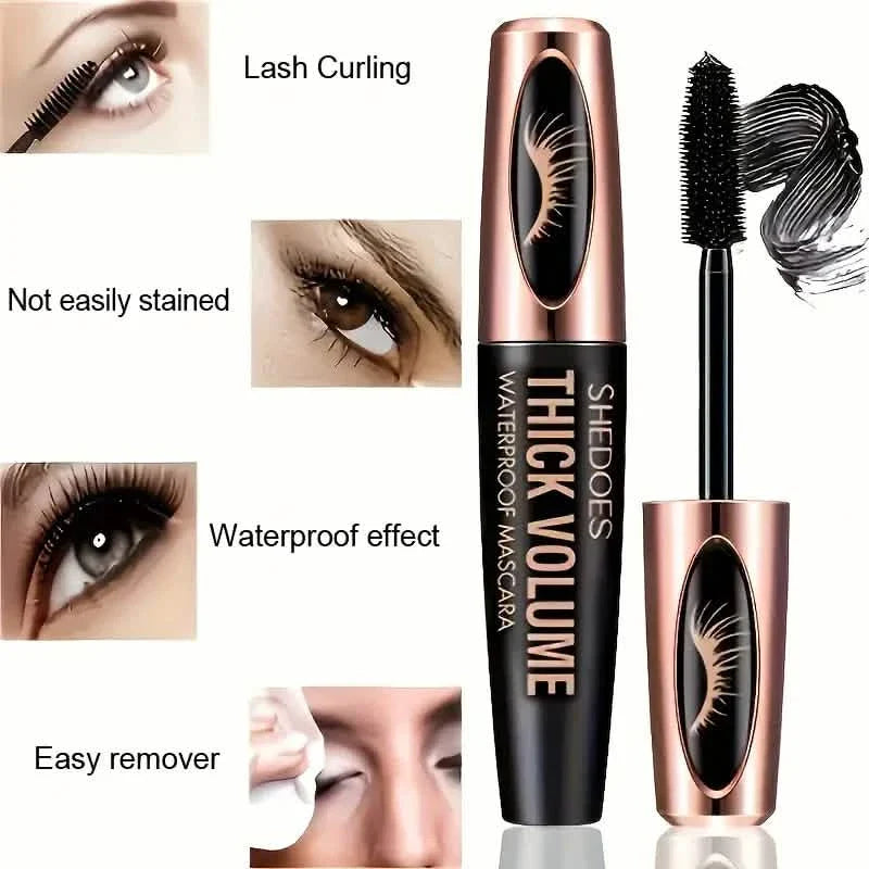 8D Curler Fiber Lash Mascara - Waterproof, Black, Thick Eyelash Shaping