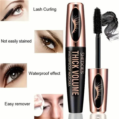 8D Curler Fiber Lash Mascara - Waterproof, Black, Thick Eyelash Shaping