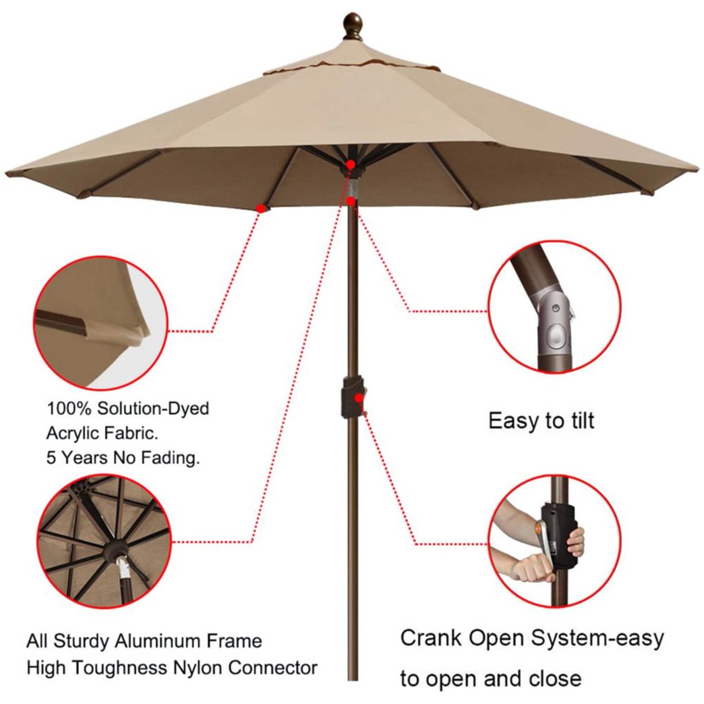 9 Ft. Outdoor Market and Table Patio Umbrella