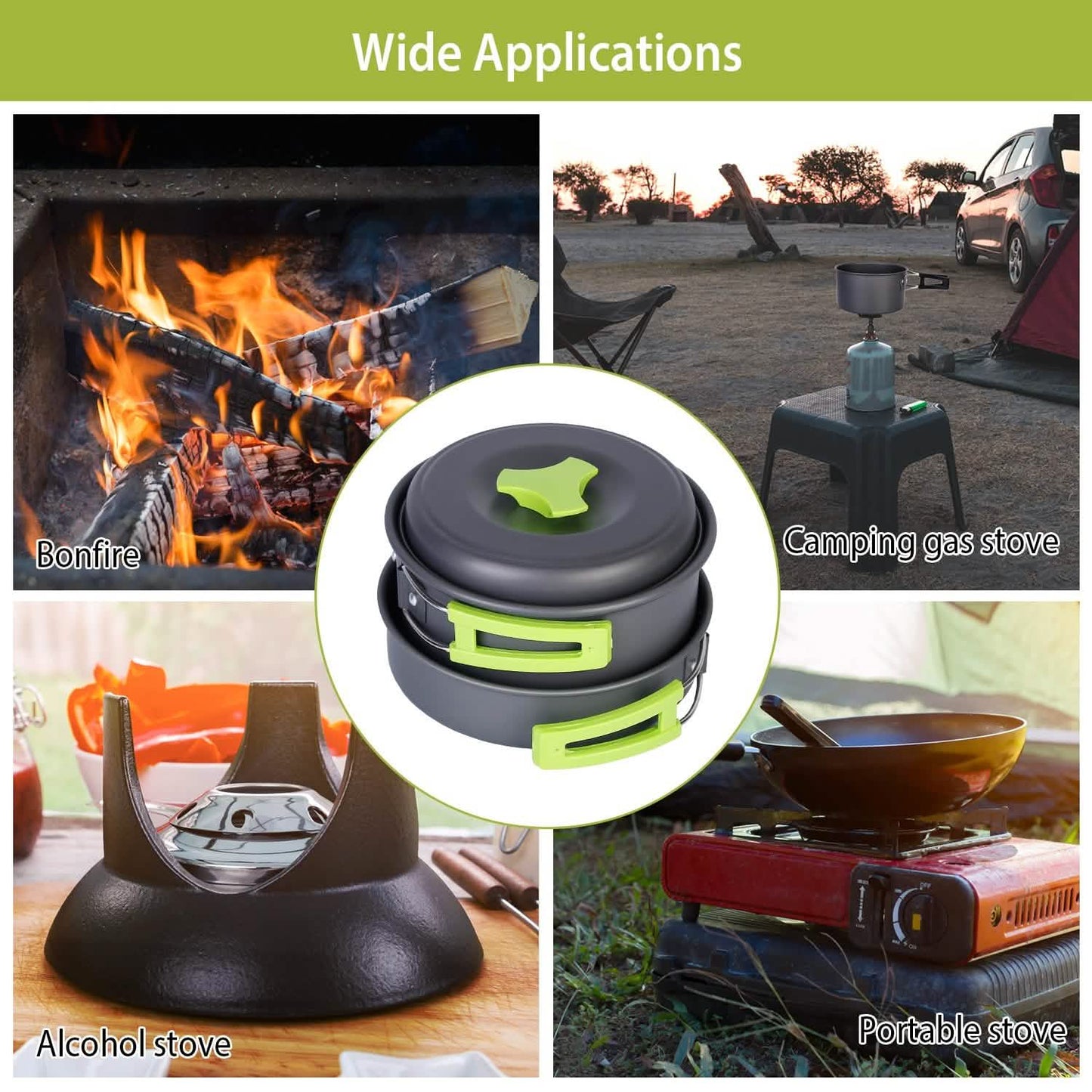 9-Piece: Camping Cookware Set