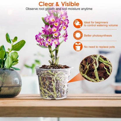 9-Piece: Orchid Pots Clear Reusable Plastic Flower Plant Nursery Planter