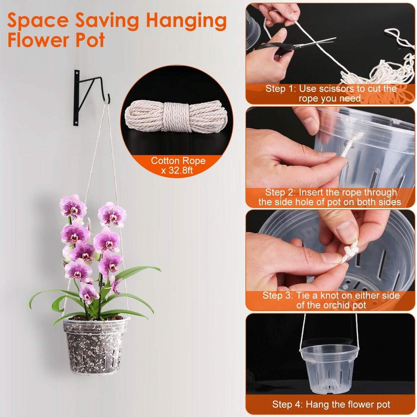 9-Piece: Orchid Pots Clear Reusable Plastic Flower Plant Nursery Planter