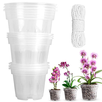 9-Piece: Orchid Pots Clear Reusable Plastic Flower Plant Nursery Planter