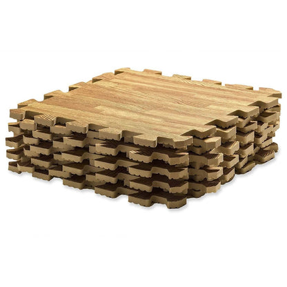 9-Piece Set: HemingWeigh Printed Wood Grain Interlocking Foam Floor Puzzle Mats